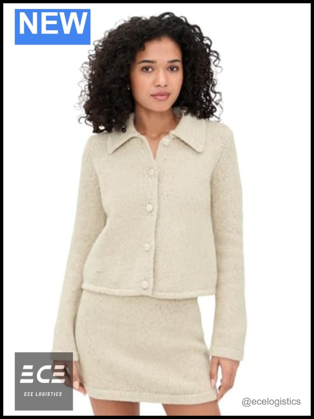 Wool Sweater Jacket Button Collared Long Sleeve Knit Cardigan